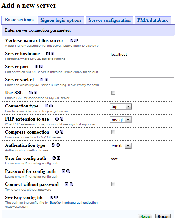 Fig: phpMyAdmin Setup Wizard